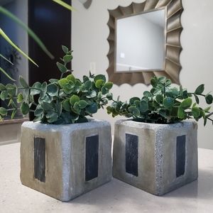 Square Concrete Planters/ Candleholder Set